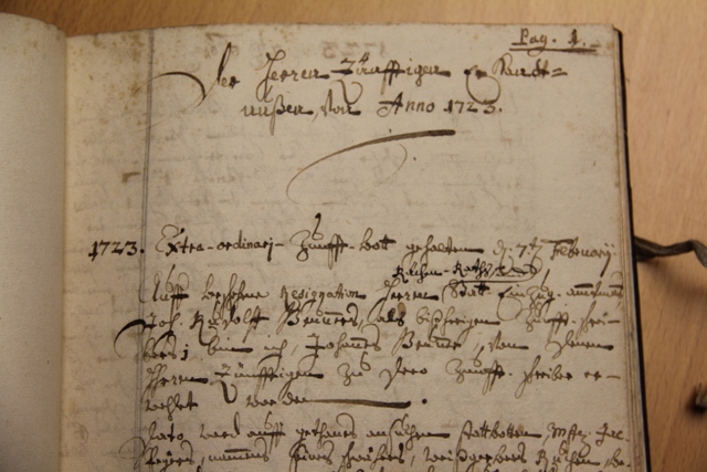 Protokollbuch aus dem Jahre 1627 Detailansicht Seite